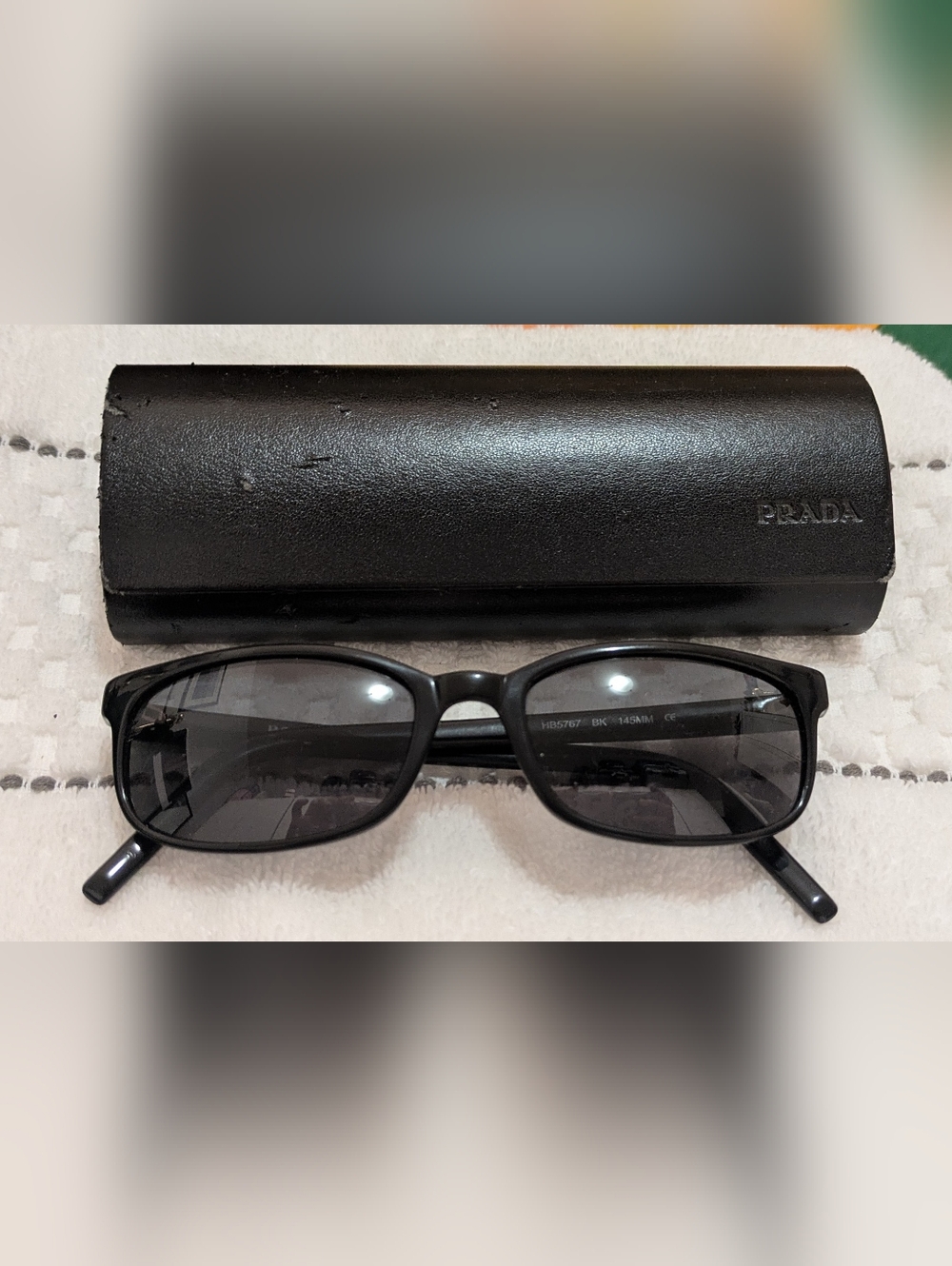 Hugo Boss black rectangular sunglasses with Prada Case